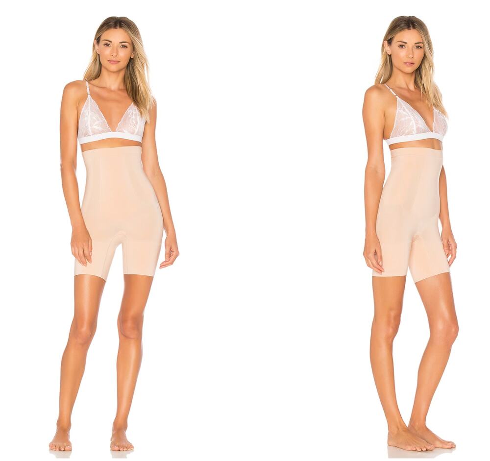 Spanx High-Waisted Mid-Thigh Short Shapewear soft nude size XL